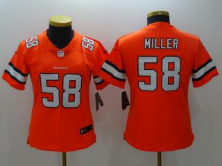 Women Denver Broncos 58 Von Miller Football Jersey Orange