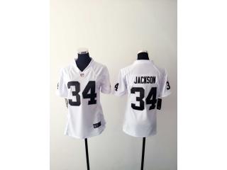 Women Oakland Raiders 34 Bo Jackson Football Jersey White