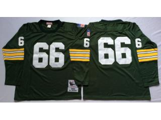 Green Bay Packers 66 Ray Nitschke Football Jersey Green Retro Long sleeve