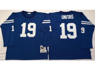 Indianapolis Colts 19 Johnny Unitas Football Jersey Blue Retro