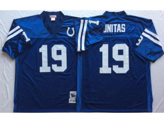 Indianapolis Colts 19 Johnny Unitas Football Jersey Blue Retro