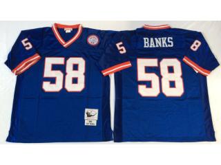 New York Giants 58 Carl Banks Football Jersey Blue Retro