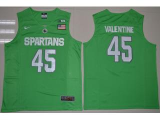 Michigan State Spartans 45 Denzel Valentine College Basketball Jersey Apple Green
