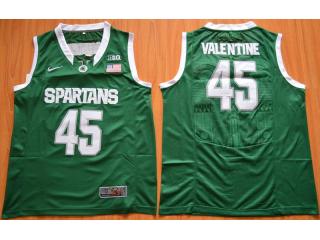 Michigan State Spartans 45 Denzel Valentine College Basketball Jersey Green