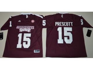 Mississippi State Bulldogs 15 Dak Prescott College Football Jersey Maroon