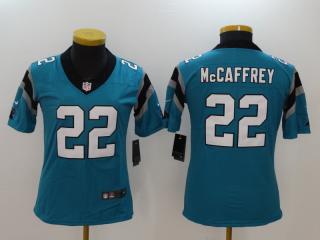 Women Carolina Panthers 22 Draft: McCaffrey Football Jersey Legend Blue