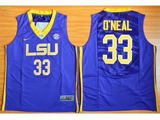 LSU Tigers 33 Shaquille O'Neal College Basketball Jersey Purple