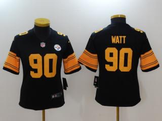 Women  Pittsburgh Steelers 90 T.J. Watt Football Jersey Black