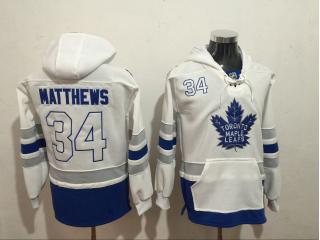 Classic Toronto Maple Leafs 34 Auston Matthews Ice Hoodies Hockey Jersey White