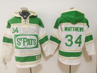 Classic Toronto Maple Leafs 34 Auston Matthews Ice Hoodies Hockey Jersey White Green