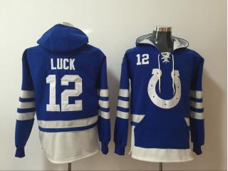 Indianapolis Colts 12 Andrew Luck Hoodies Football Jersey Blue