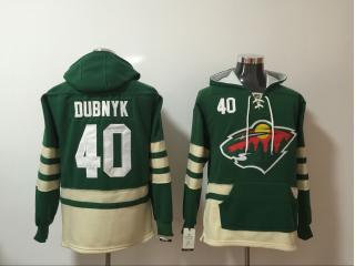 Classic Minnesota Wild 40 Devan Dubnyk Ice Hoodies Hockey Jersey Green