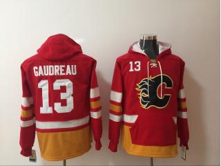 Classic Calgary Flames 13 Johnny Gaudreau Ice Hoodies Hockey Jersey Red