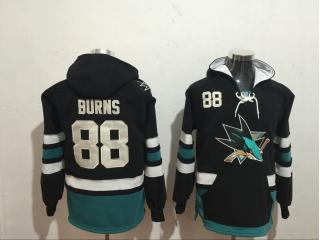 Classic San Jose Sharks 88 Brent Burns Ice Hoodies Hockey Jersey Black