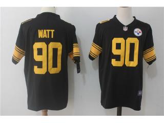 Pittsburgh Steelers 90 T.J. Watt  Football Jersey Black Yellow Word