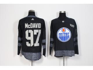 Adidas 100th Anniversary Edmonton Oilers 97 Connor McDavid Ice Hockey Jersey Black