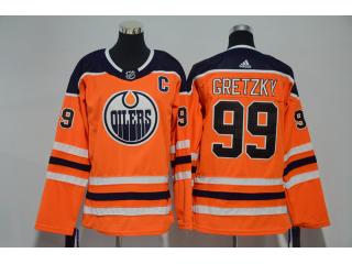 Women Adidas Classic Edmonton Oilers 99 Wayne Gretzky Ice Hockey Jersey Orange