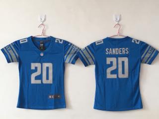 Women Detroit Lions 20 Barry Sanders Football Jersey Legend Light blue
