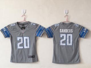 Youth Detroit Lions 20 Barry Sanders Football Jersey Legend Gray