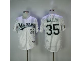 Miami Marlins 35 Dontrelle Willis Baseball Jersey White stripes Retro