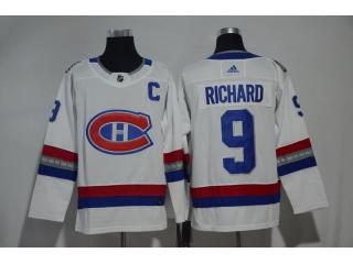 Adidas Classic Montreal Canadiens 9 Maur Richard Ice Hockey Jersey ALL White