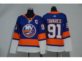 Women Adidas Classic New York Islanders 91John Tavares Ice Hockey Jersey Blue