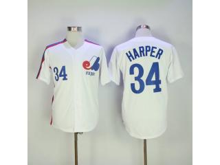 Montreal Expos 34 Bryce Harper Baseball Jersey White Retro