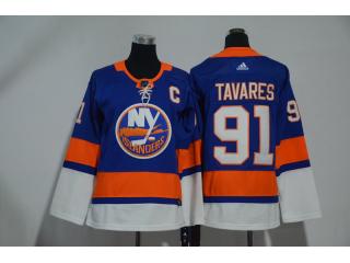 Youth Adidas Classic New York Islanders 91John Tavares Ice Hockey Jersey Blue