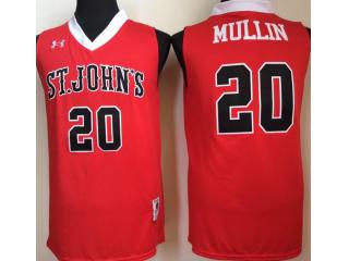 St John's University 20 Chris Mullin College Basketball Jersey Red