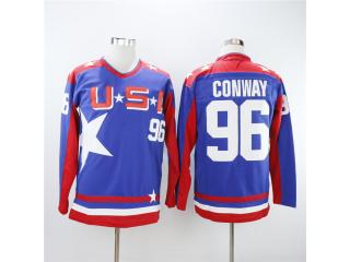 All star USA 96 Charlie Conway Ice Hockey Jersey Blue