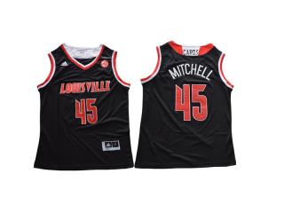 Louisville Cardinals 45 Donovan Mitchell College Basketball Jersey Black