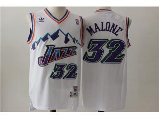 Utah Jazz 32 Karl Malone Basketball Jersey White Retro