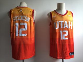 Nike Utah Jazz 12 John Stockton Basketball Jersey Orange City Edition