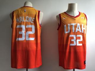 Nike Utah Jazz 32 Karl Malone Basketball Jersey Orange City Edition