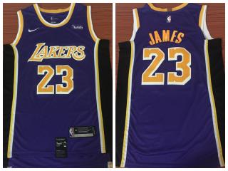 Nike Circular collar Los Angeles Lakers 23 LeBron James Basketball Jersey purple Player