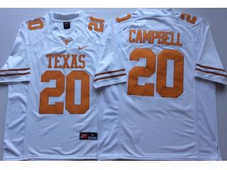 Texas Longhorns 20 Earl Campbell College Football Jersey White