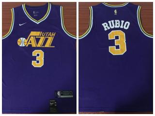Nike Utah Jazz 3 Ricky Rubio Basketball Jersey Purple Fan