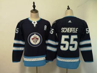 Women Adidas Classic Winnipeg Jets 55 Mark Scheifele Ice Hockey Jersey Blue