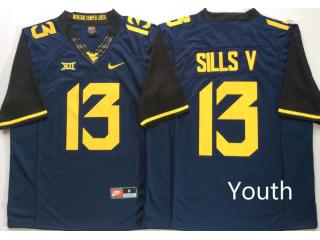 Youth West Virginia Mountaineers 13 David Sills V Football Jersey Navy Blue