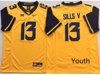 Youth West Virginia Mountaineers 13 David Sills V Football Jersey Yellow