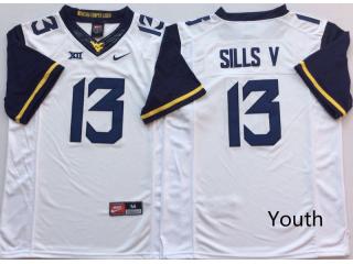Youth West Virginia Mountaineers 13 David Sills V Football Jersey White