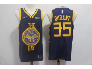 Nike Golden State Warrior 35 Kevin Durant Basketball Jersey Navy Blue New city version
