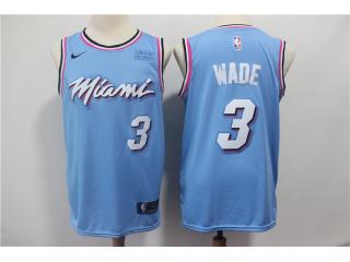 Nike Miami Heat 3 Dwyane Wade Basketball Jersey Blue Playoff Award Edition