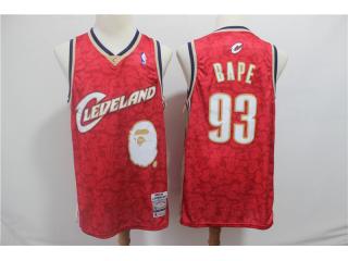 Comfortable Monkey Cleveland Cavaliers 93 BAPE Red Jersey