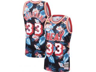 Miami Heat 33 Alonzo Mourning Basketball Jersey Flower Fashion Retro Fan Edition