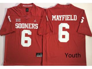 Youth Oklahoma Sooners Jordan 6 Baker Mayfield Limited College Football Jersey Red