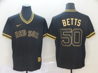 Nike Boston Red Sox 50 Mookie Betts Baseball Jersey Black gold