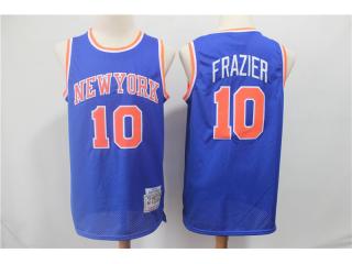 New York Knicks 10 Walt Frazier Basketball Jersey Blue Retro