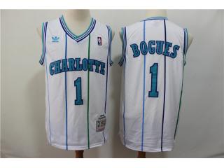 New Orleans Hornets 1 Muggsy Bogues Basketball Jersey White Retro