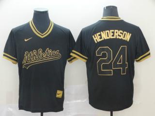 Nike Oakland Athletics 24 Rickey Henderson Baseball Jersey Black gold